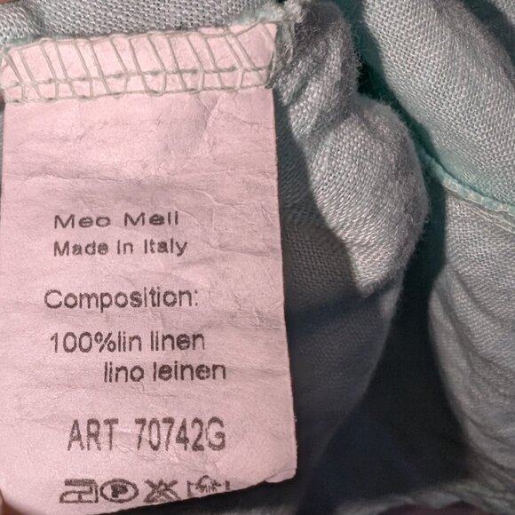 Meo Meli Italian Linen Bias Ruffle Mint Blue Dress Size M - Picture 7 of 15